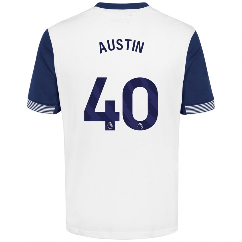 Niño Camiseta Brandon Austin #40 Blanco Azul 1ª Equipación 2024/25 La Camisa Chile