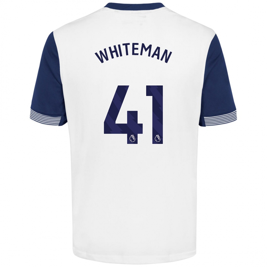 Niño Camiseta Alfie Whiteman #41 Blanco Azul 1ª Equipación 2024/25 La Camisa Chile