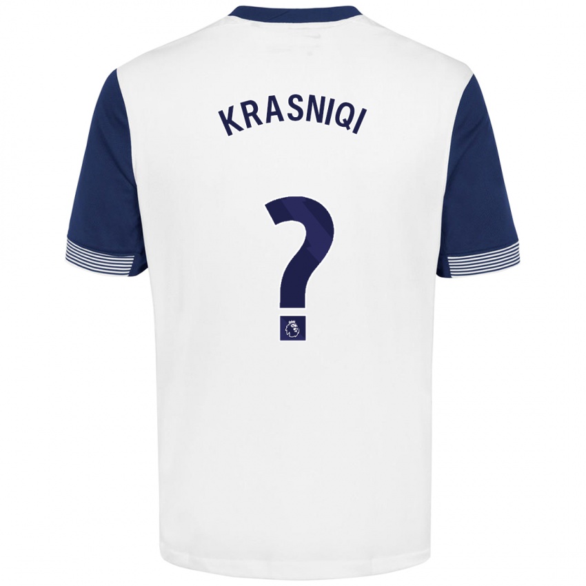 Niño Camiseta Elliot Krasniqi #0 Blanco Azul 1ª Equipación 2024/25 La Camisa Chile