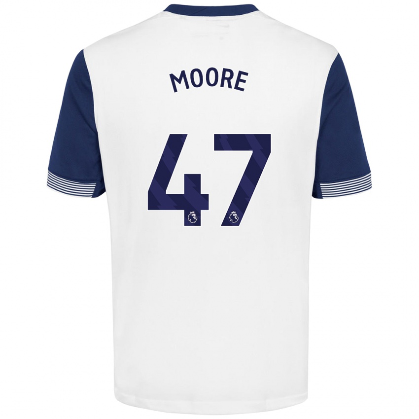 Niño Camiseta Mikey Moore #47 Blanco Azul 1ª Equipación 2024/25 La Camisa Chile