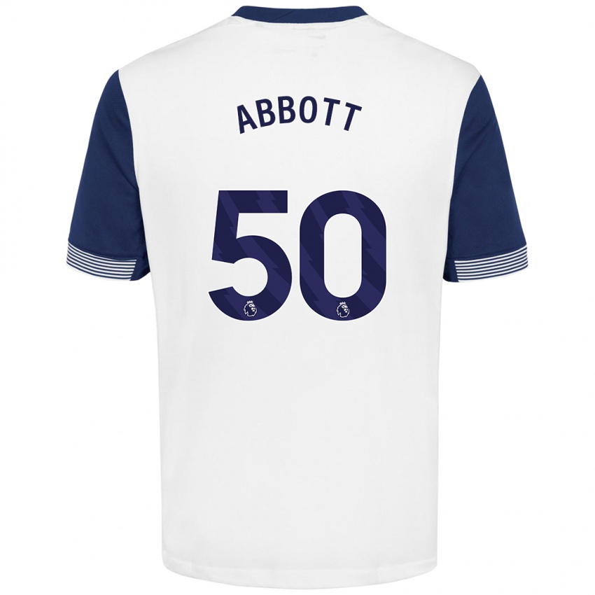 Niño Camiseta George Abbott #50 Blanco Azul 1ª Equipación 2024/25 La Camisa Chile