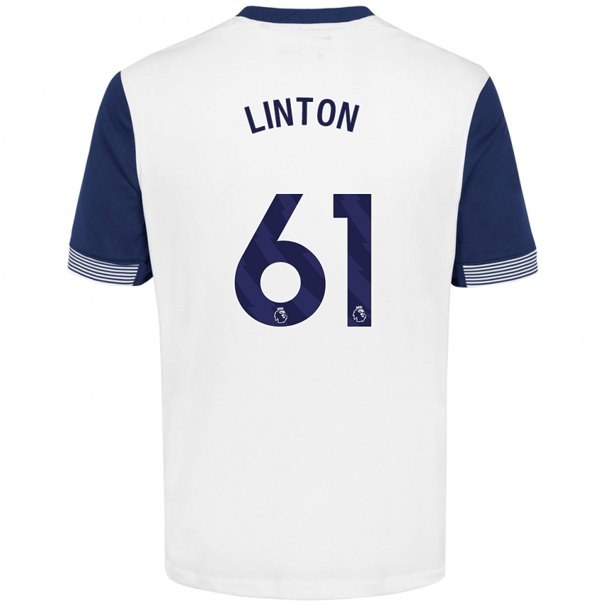 Niño Camiseta Jahziah Linton #61 Blanco Azul 1ª Equipación 2024/25 La Camisa Chile