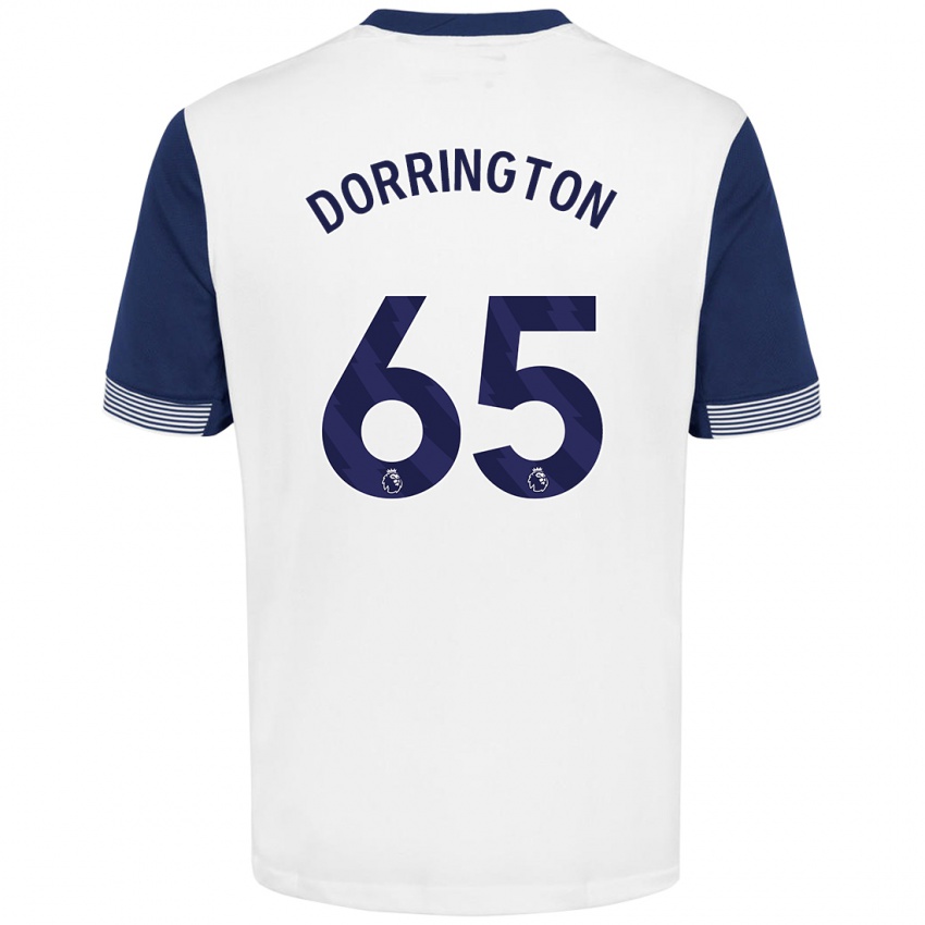 Niño Camiseta Alfie Dorrington #65 Blanco Azul 1ª Equipación 2024/25 La Camisa Chile