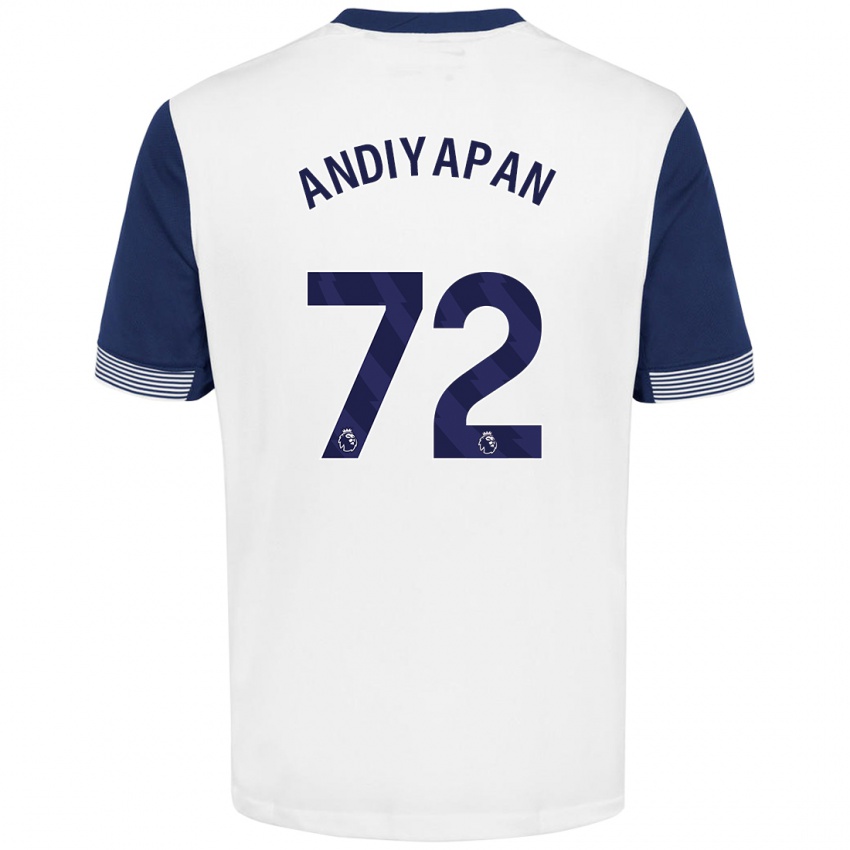 Niño Camiseta William Andiyapan #72 Blanco Azul 1ª Equipación 2024/25 La Camisa Chile