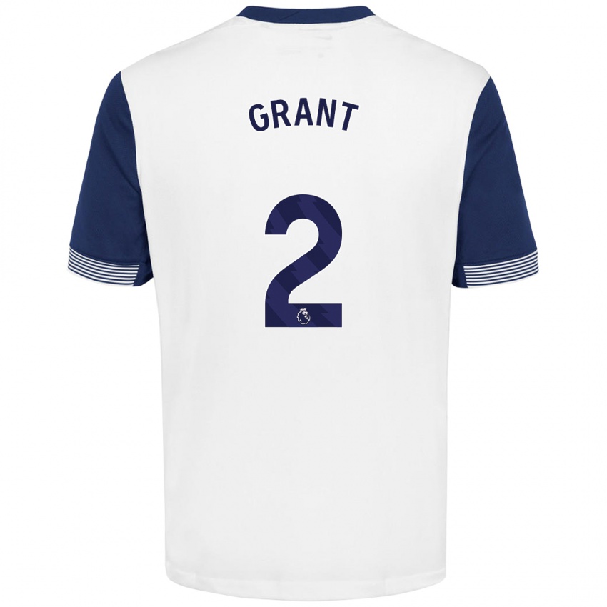 Niño Camiseta Charlotte Grant #2 Blanco Azul 1ª Equipación 2024/25 La Camisa Chile