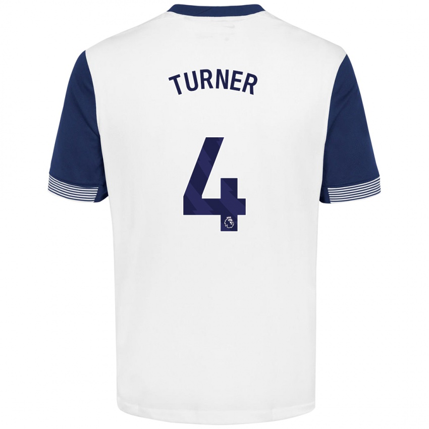 Niño Camiseta Amy Turner #4 Blanco Azul 1ª Equipación 2024/25 La Camisa Chile