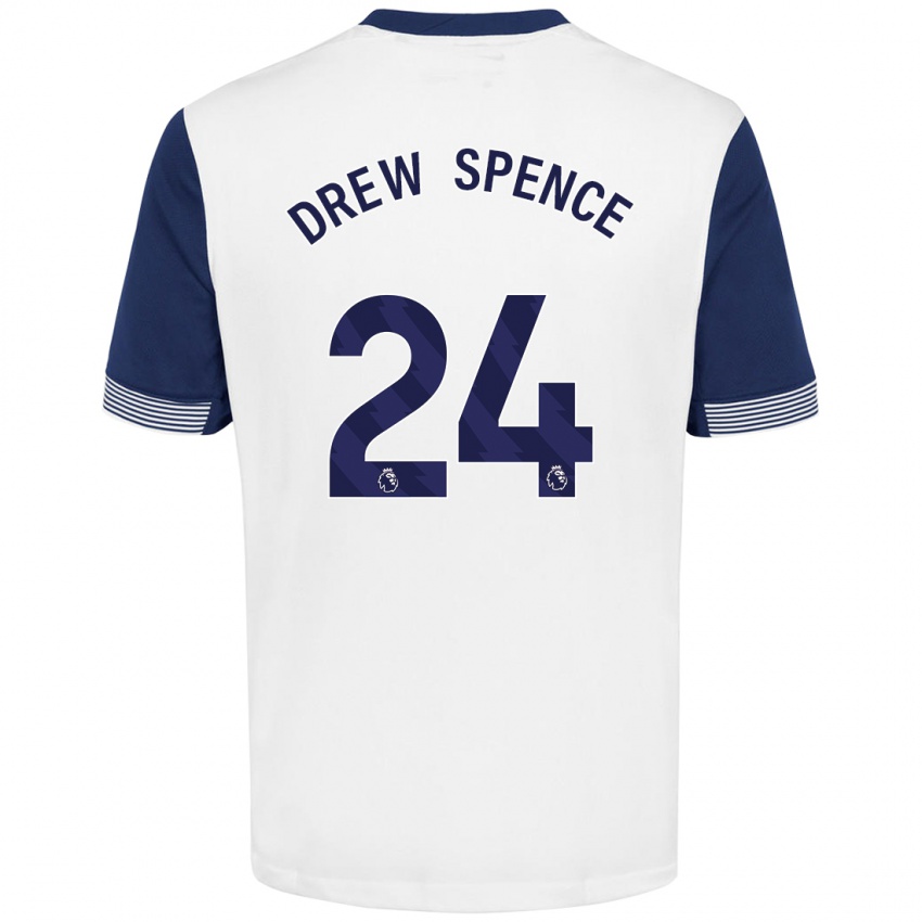 Niño Camiseta Drew Spence #24 Blanco Azul 1ª Equipación 2024/25 La Camisa Chile