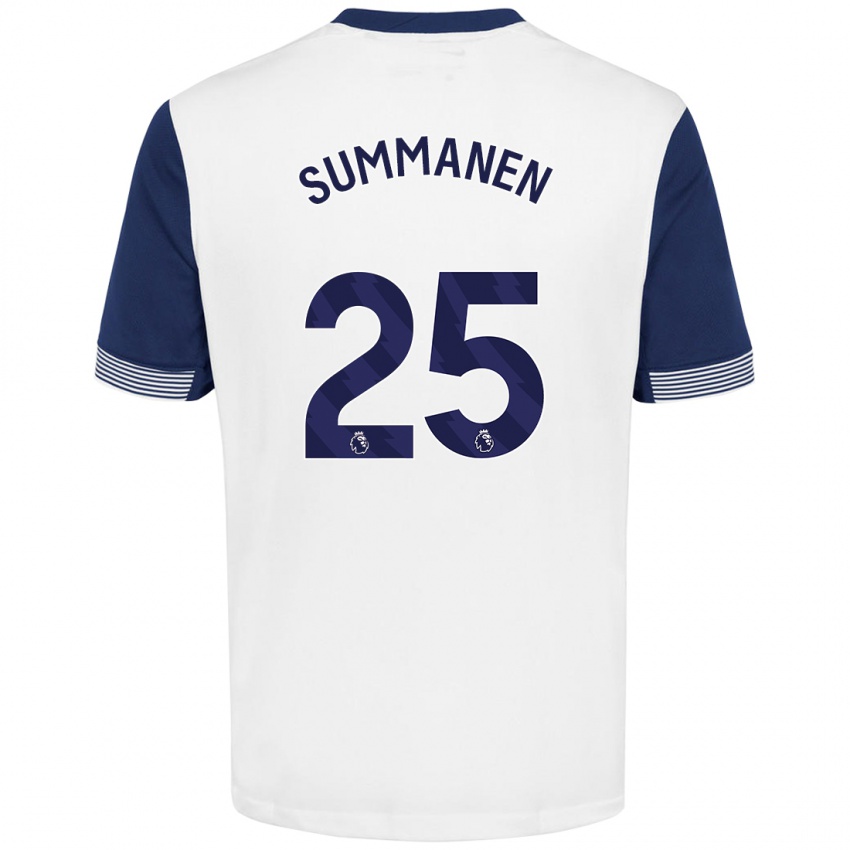 Niño Camiseta Eveliina Summanen #25 Blanco Azul 1ª Equipación 2024/25 La Camisa Chile