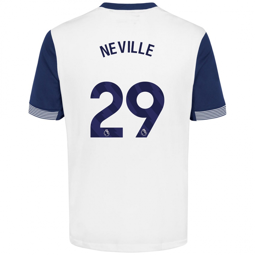 Niño Camiseta Ashleigh Neville #29 Blanco Azul 1ª Equipación 2024/25 La Camisa Chile