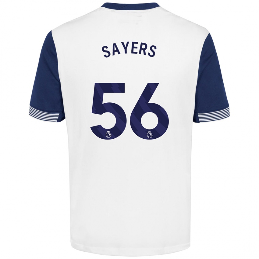 Niño Camiseta Charlie Sayers #56 Blanco Azul 1ª Equipación 2024/25 La Camisa Chile