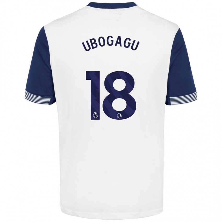 Niño Camiseta Chioma Ubogagu #18 Blanco Azul 1ª Equipación 2024/25 La Camisa Chile