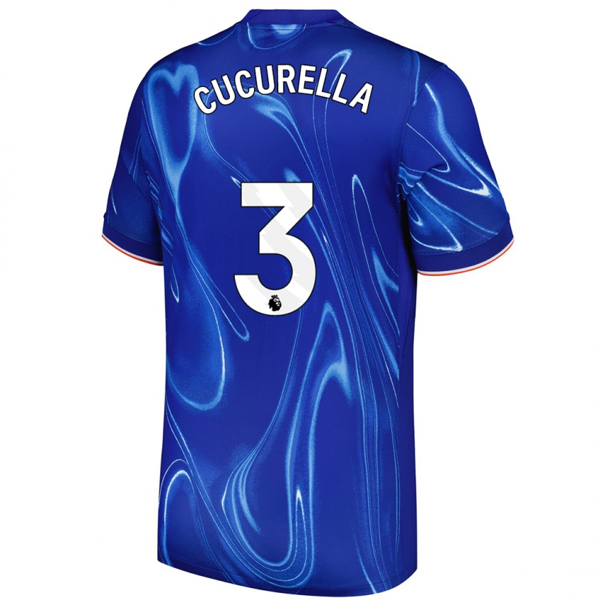 Niño Camiseta Marc Cucurella #3 Azul Blanco 1ª Equipación 2024/25 La Camisa Chile