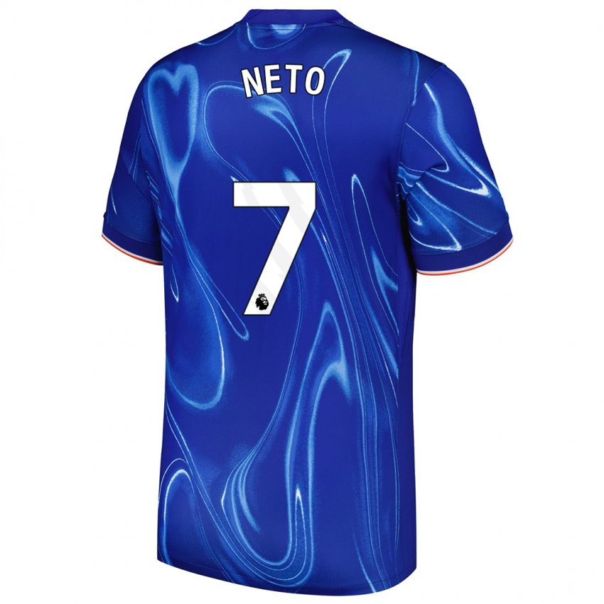 Niño Camiseta Pedro Neto #7 Azul Blanco 1ª Equipación 2024/25 La Camisa Chile