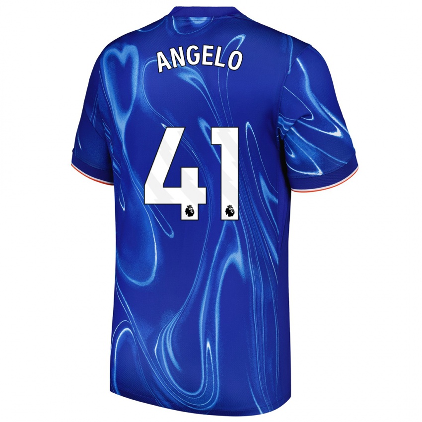 Niño Camiseta Ângelo #41 Azul Blanco 1ª Equipación 2024/25 La Camisa Chile