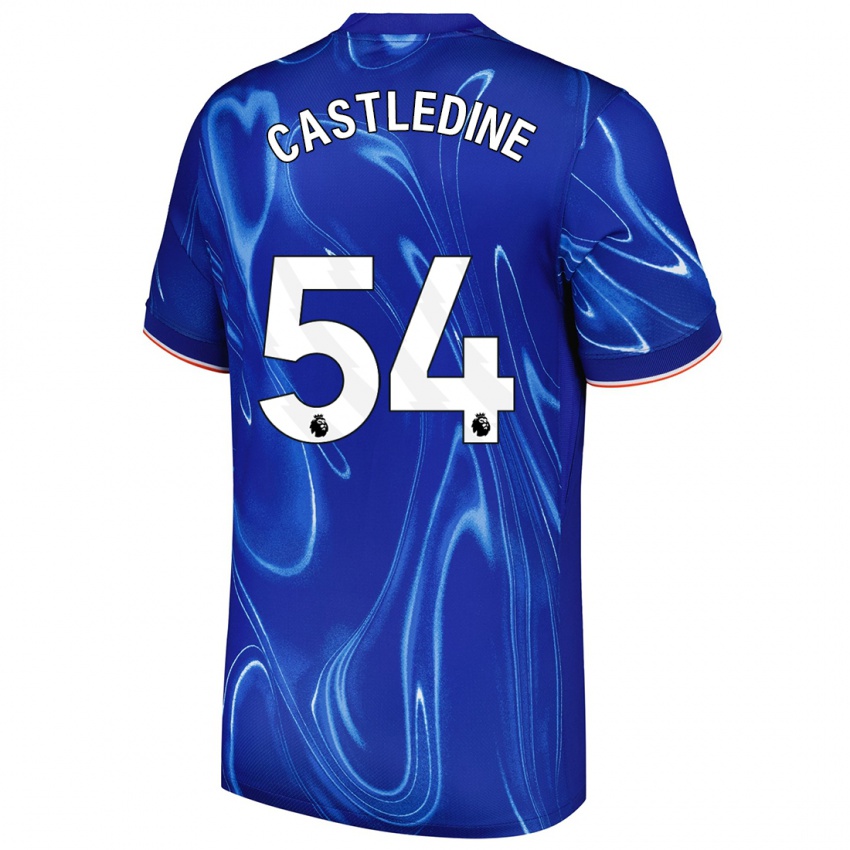 Niño Camiseta Leo Castledine #54 Azul Blanco 1ª Equipación 2024/25 La Camisa Chile