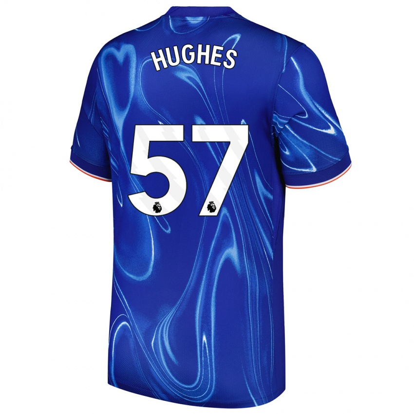 Niño Camiseta Brodi Hughes #57 Azul Blanco 1ª Equipación 2024/25 La Camisa Chile