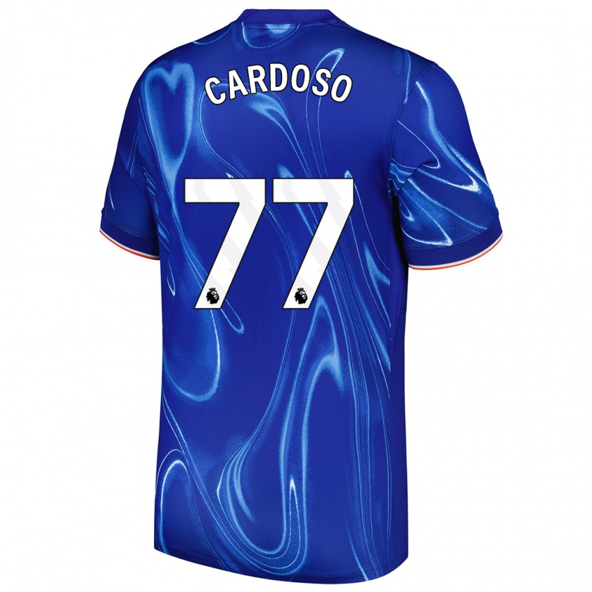 Niño Camiseta Leo Cardoso #77 Azul Blanco 1ª Equipación 2024/25 La Camisa Chile