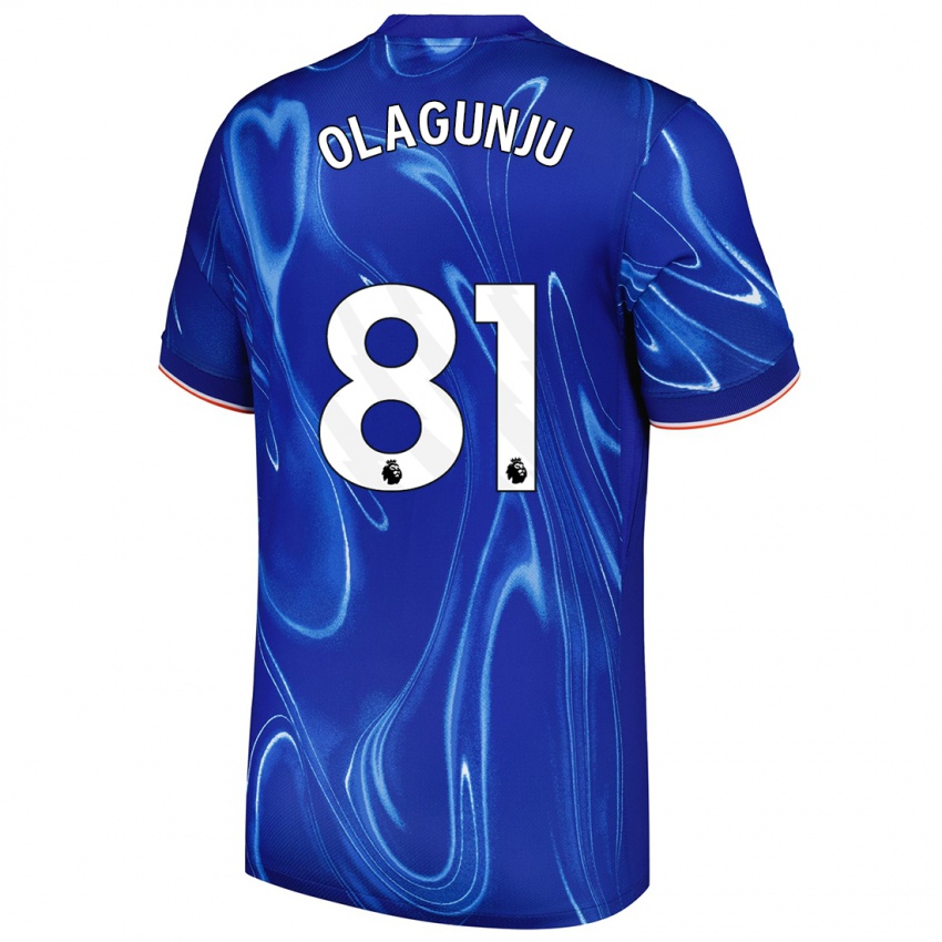 Niño Camiseta Saheed Olagunju #81 Azul Blanco 1ª Equipación 2024/25 La Camisa Chile