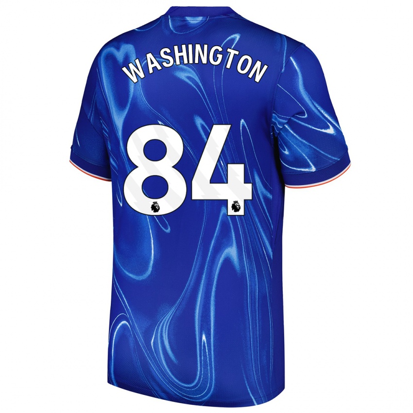 Niño Camiseta Marcell Washington #84 Azul Blanco 1ª Equipación 2024/25 La Camisa Chile