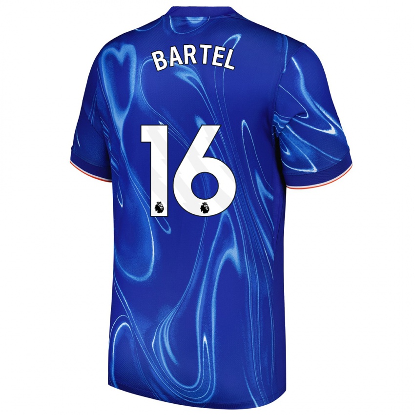 Niño Camiseta Júlia Bartel #16 Azul Blanco 1ª Equipación 2024/25 La Camisa Chile