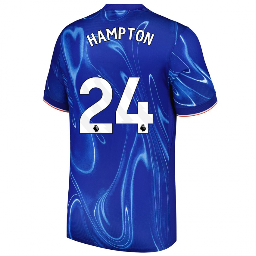 Niño Camiseta Hannah Hampton #24 Azul Blanco 1ª Equipación 2024/25 La Camisa Chile