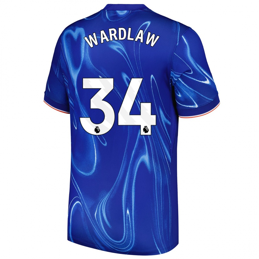 Niño Camiseta Charlotte Wardlaw #34 Azul Blanco 1ª Equipación 2024/25 La Camisa Chile