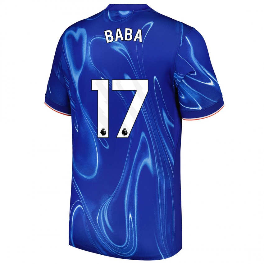 Niño Camiseta Abdul-Rahman Baba #17 Azul Blanco 1ª Equipación 2024/25 La Camisa Chile