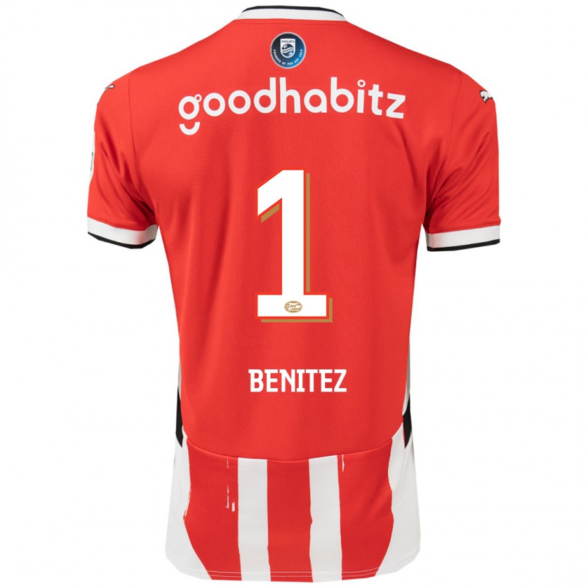 Niño Camiseta Walter Benítez #1 Rojo Blanco 1ª Equipación 2024/25 La Camisa Chile