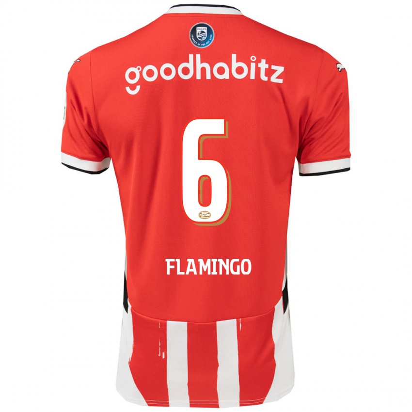 Niño Camiseta Ryan Flamingo #6 Rojo Blanco 1ª Equipación 2024/25 La Camisa Chile