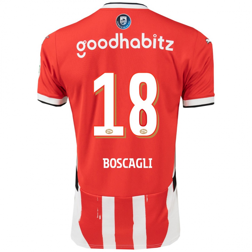 Niño Camiseta Olivier Boscagli #18 Rojo Blanco 1ª Equipación 2024/25 La Camisa Chile