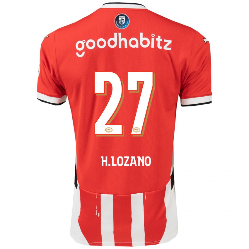 Niño Camiseta Hirving Lozano #27 Rojo Blanco 1ª Equipación 2024/25 La Camisa Chile