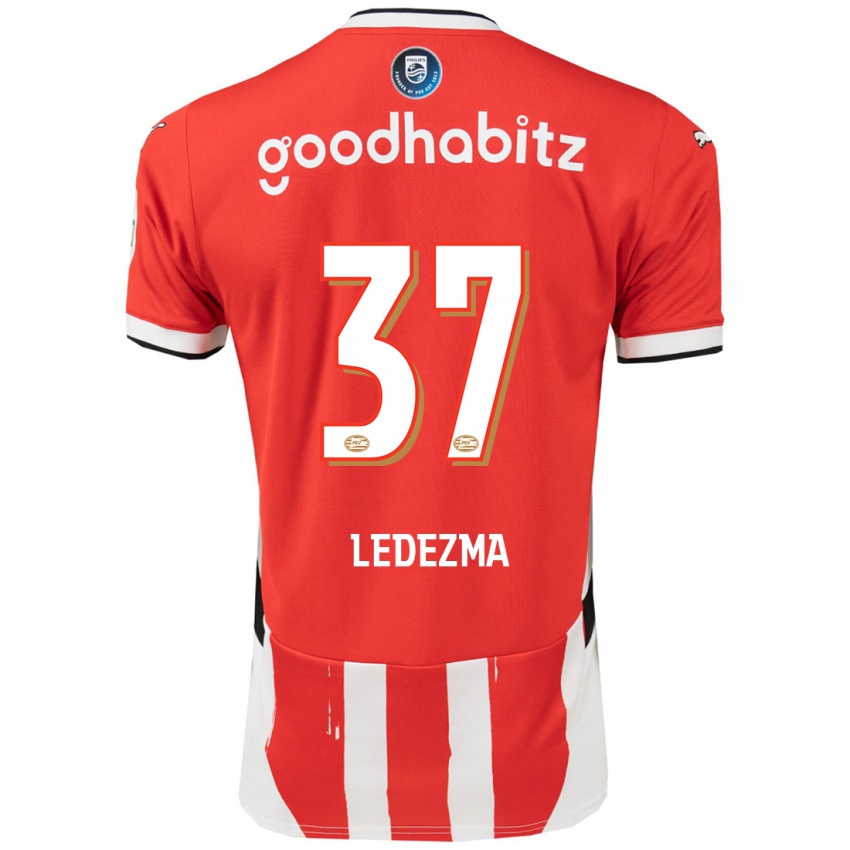 Niño Camiseta Richard Ledezma #37 Rojo Blanco 1ª Equipación 2024/25 La Camisa Chile