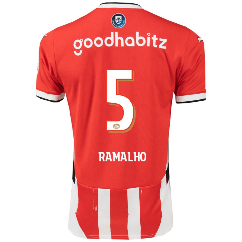 Niño Camiseta Andre Ramalho #5 Rojo Blanco 1ª Equipación 2024/25 La Camisa Chile