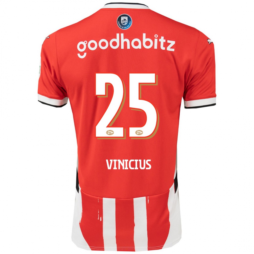 Niño Camiseta Carlos Vinicius #25 Rojo Blanco 1ª Equipación 2024/25 La Camisa Chile