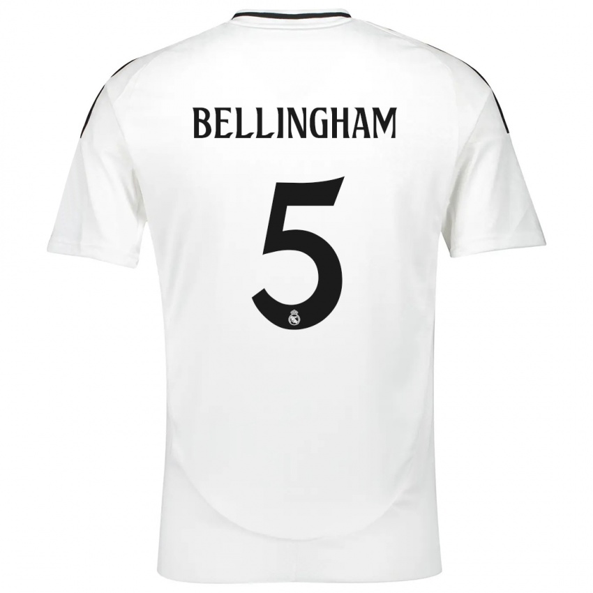 Niño Camiseta Jude Bellingham #5 Blanco 1ª Equipación 2024/25 La Camisa Chile