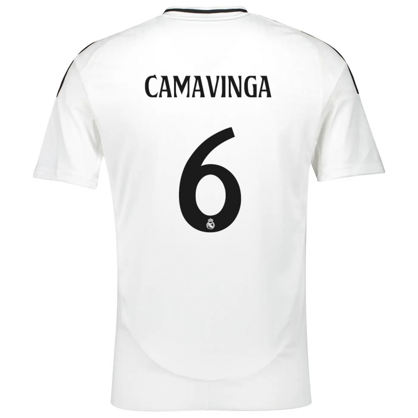 Niño Camiseta Eduardo Camavinga #6 Blanco 1ª Equipación 2024/25 La Camisa Chile