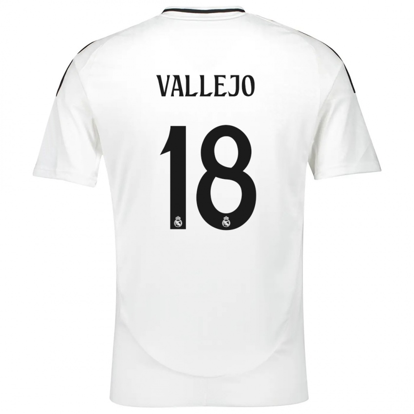 Niño Camiseta Jesus Vallejo #18 Blanco 1ª Equipación 2024/25 La Camisa Chile