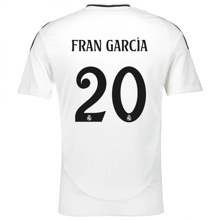 Niño Camiseta Fran García #20 Blanco 1ª Equipación 2024/25 La Camisa Chile