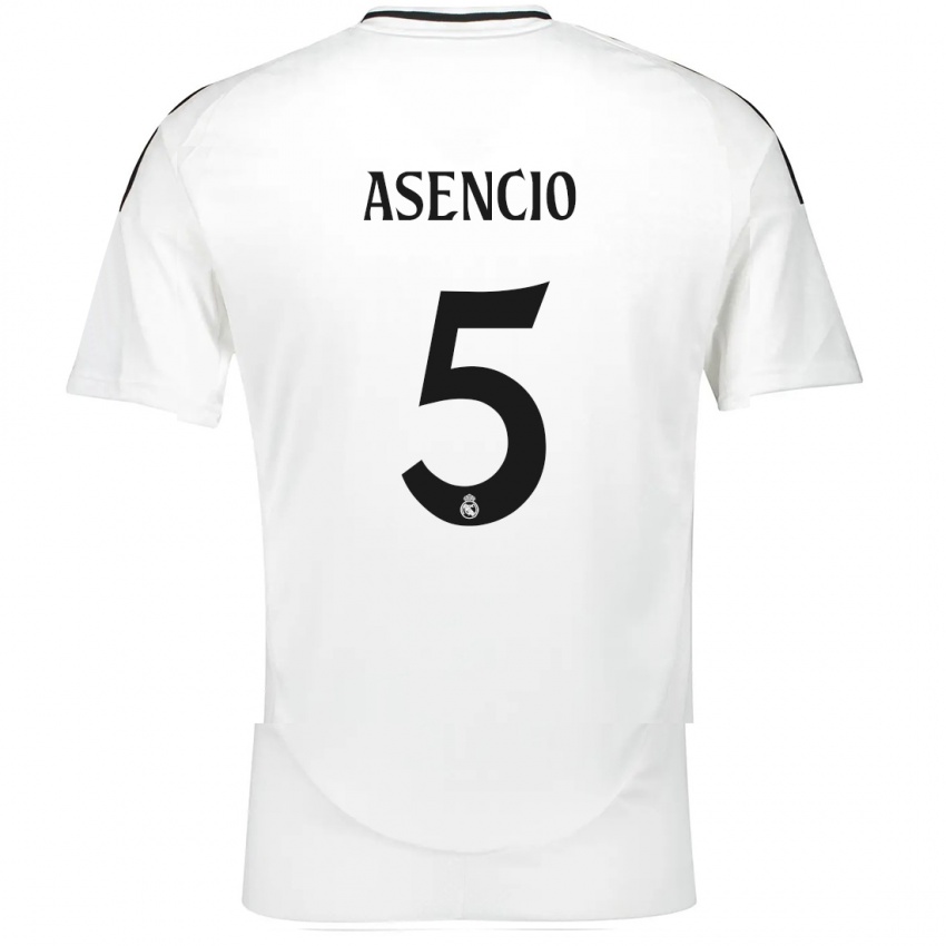 Niño Camiseta Raul Asencio #5 Blanco 1ª Equipación 2024/25 La Camisa Chile