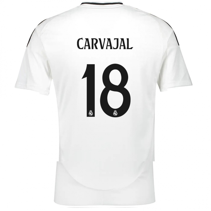 Niño Camiseta Angel Carvajal #18 Blanco 1ª Equipación 2024/25 La Camisa Chile