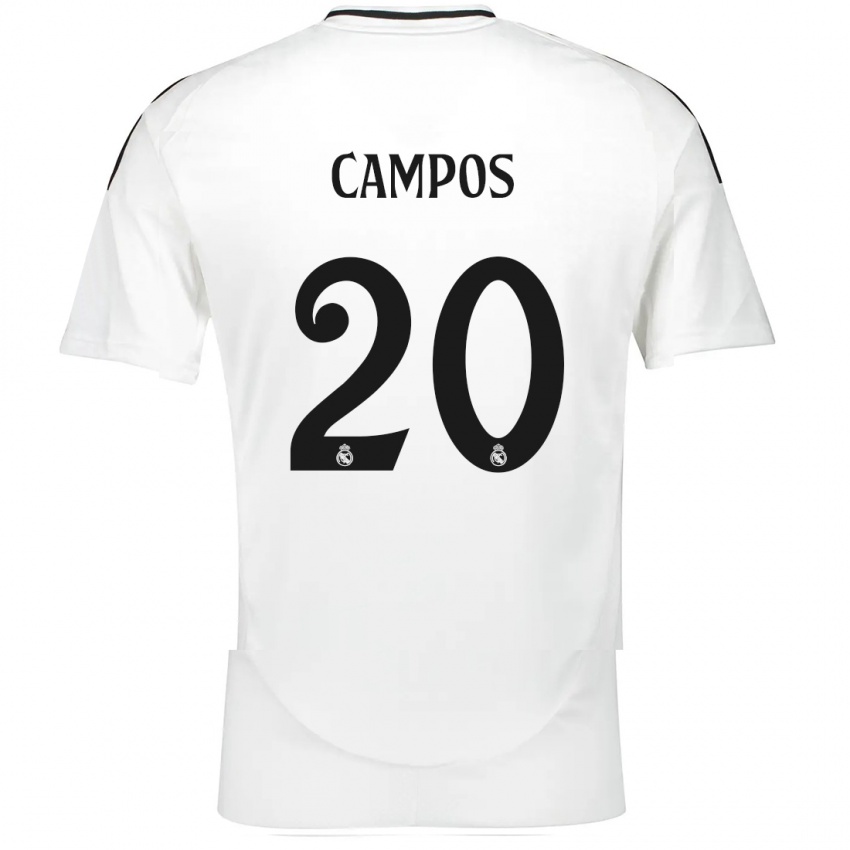 Niño Camiseta Andrés Campos #20 Blanco 1ª Equipación 2024/25 La Camisa Chile