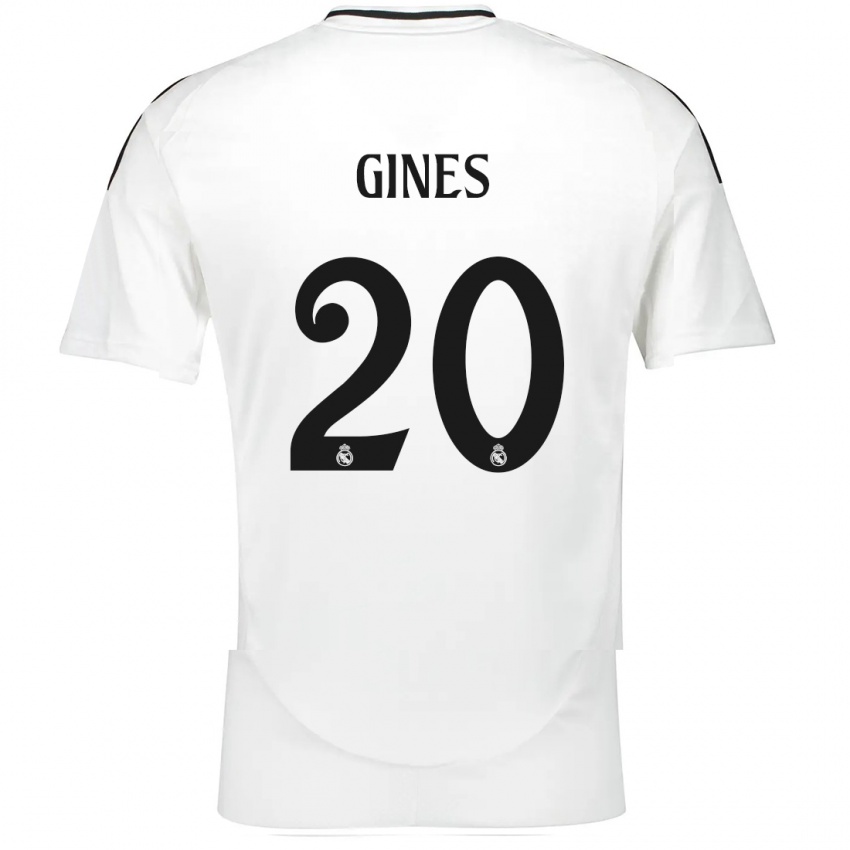 Niño Camiseta Alvaro Gines #20 Blanco 1ª Equipación 2024/25 La Camisa Chile