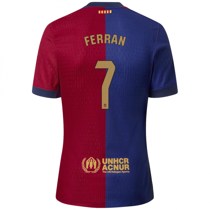 Niño Camiseta Ferran Torres #7 Azul Rojo 1ª Equipación 2024/25 La Camisa Chile