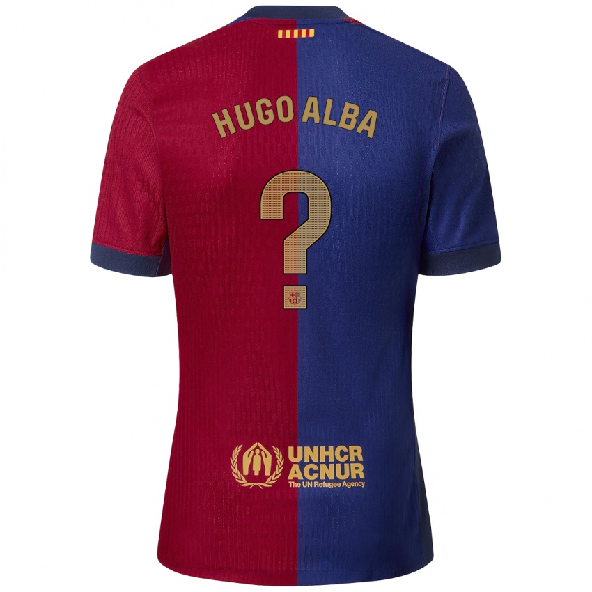 Niño Camiseta Hugo Alba #0 Azul Rojo 1ª Equipación 2024/25 La Camisa Chile