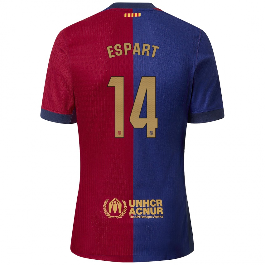 Niño Camiseta Xavi Espart #14 Azul Rojo 1ª Equipación 2024/25 La Camisa Chile