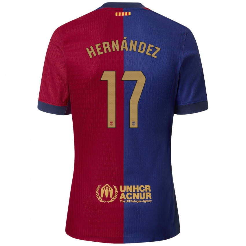 Niño Camiseta Juan Hernández #17 Azul Rojo 1ª Equipación 2024/25 La Camisa Chile