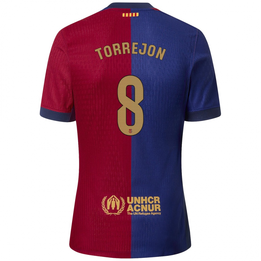 Niño Camiseta Marta Torrejón #8 Azul Rojo 1ª Equipación 2024/25 La Camisa Chile