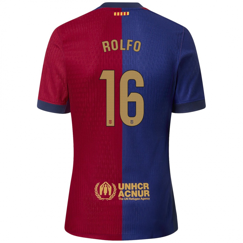 Niño Camiseta Fridolina Rolfö #16 Azul Rojo 1ª Equipación 2024/25 La Camisa Chile