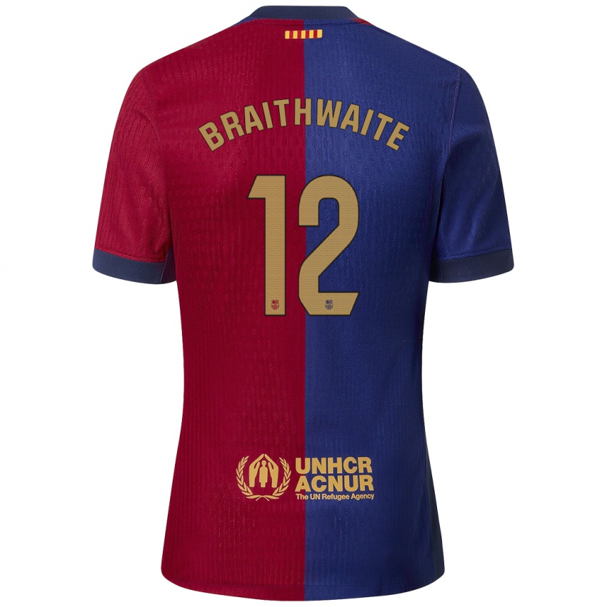 Niño Camiseta Martin Braithwaite #12 Azul Rojo 1ª Equipación 2024/25 La Camisa Chile