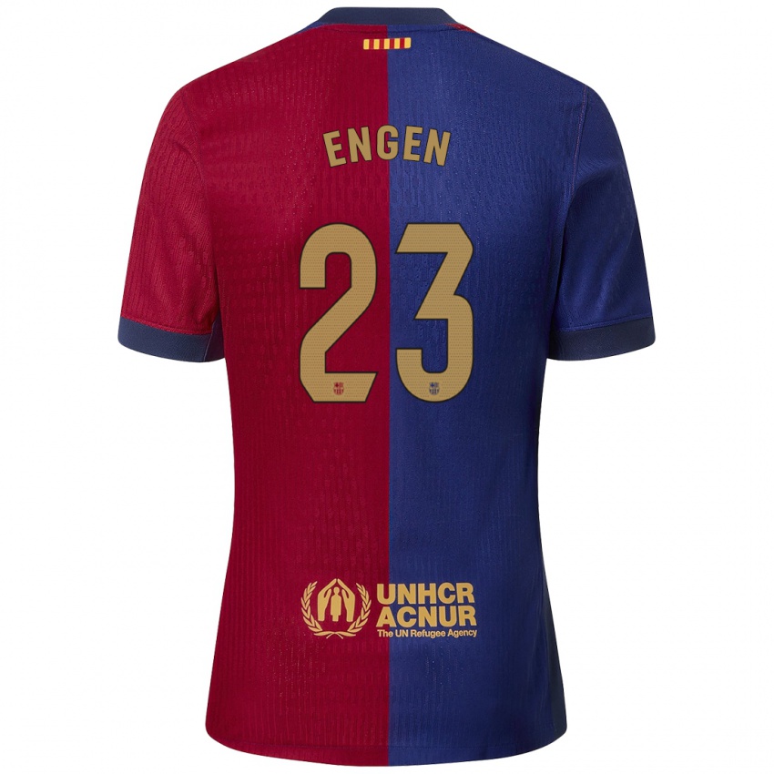 Niño Camiseta Ingrid Engen #23 Azul Rojo 1ª Equipación 2024/25 La Camisa Chile